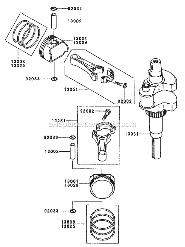 Piston/Crankshaft Assembly Kawasaki Fh680v-As Diagram and Parts List for 74175 200000001-200999999 Toro Lawn Mower