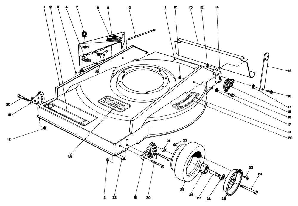 Mower Housing Assembly Diagram and Parts List for 22005 6000001 - 6999999 Toro Lawn Mower