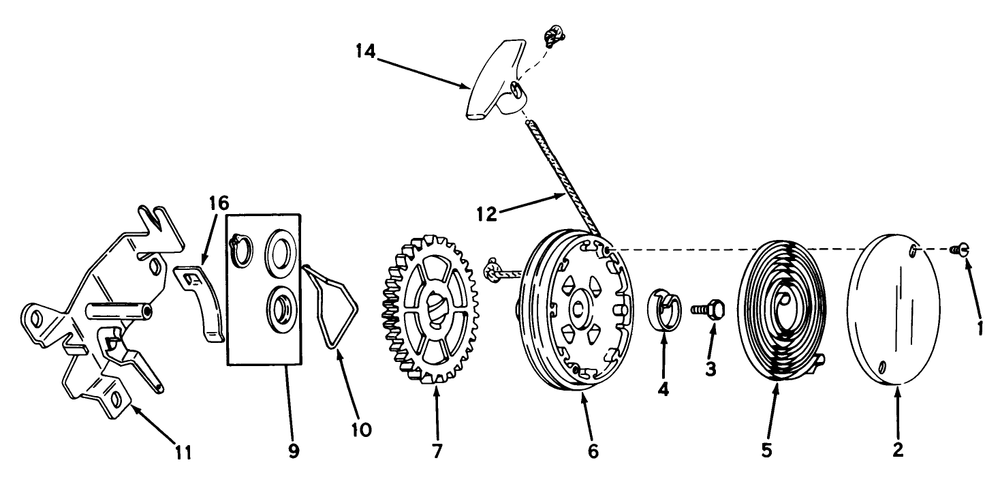 Rewind Starter No. 590519 Diagram and Parts List for 18090 9000001 - 9999999 Toro Lawn Mower