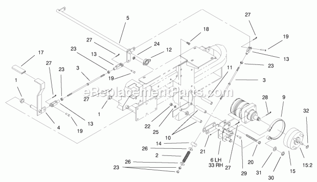 Brake And Wheel Hub Assembly Diagram and Parts List for 74219 200000001-200999999 Toro Lawn Mower