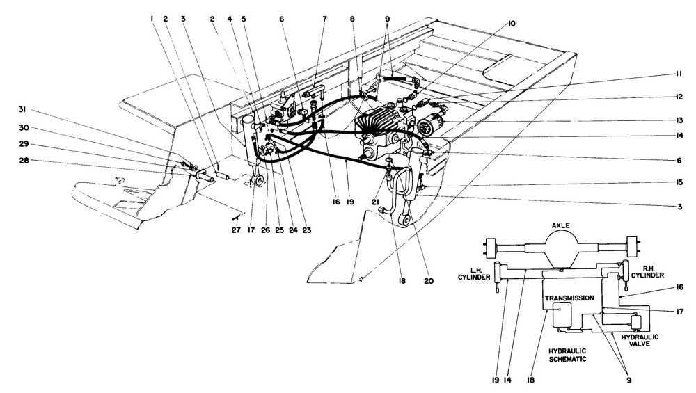 Hydraulic Valve And Lift Arm And Cylinders Diagram and Parts List for 30775 200001 - 299999 Toro Lawn Tractor