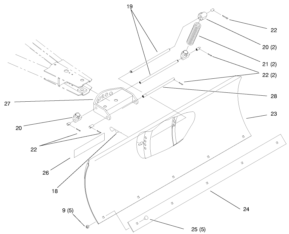 Blade Assembly Diagram and Parts List for 79350 8900001 - 8999999 Toro Lawn Tractor