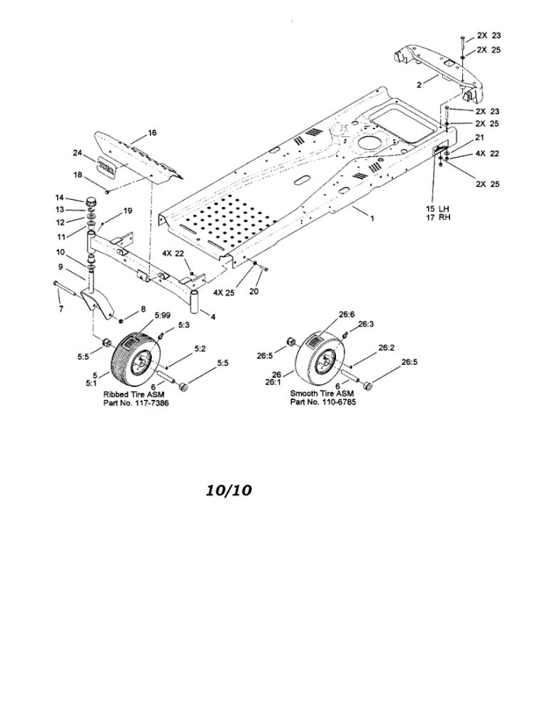 Frame And Caster Wheel Diagram and Parts List for 74360 310000001 AND UP Toro Lawn Mower