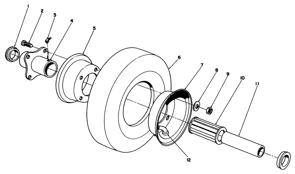 Pneumatic Caster Wheel Assembly (Optional) Diagram and Parts List for 30575 600001 - 699999 Toro Lawn Mower