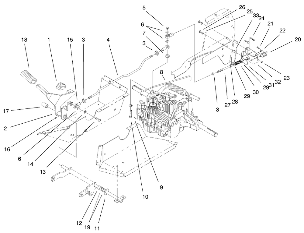 Hydro Controls Assembly Diagram and Parts List for 72086 9900001 - 9999999 Toro Lawn Tractor