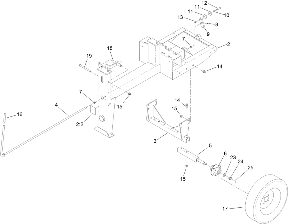 Frame And Axle Assembly Diagram and Parts List for 60220 400000000 - 404319999 Toro Cement Mixer