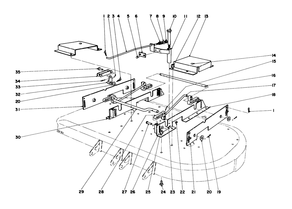 42" Mower Deck Linkage Assembly Diagram and Parts List for 59004 0000001 - 0999999 Toro Lawn Mower