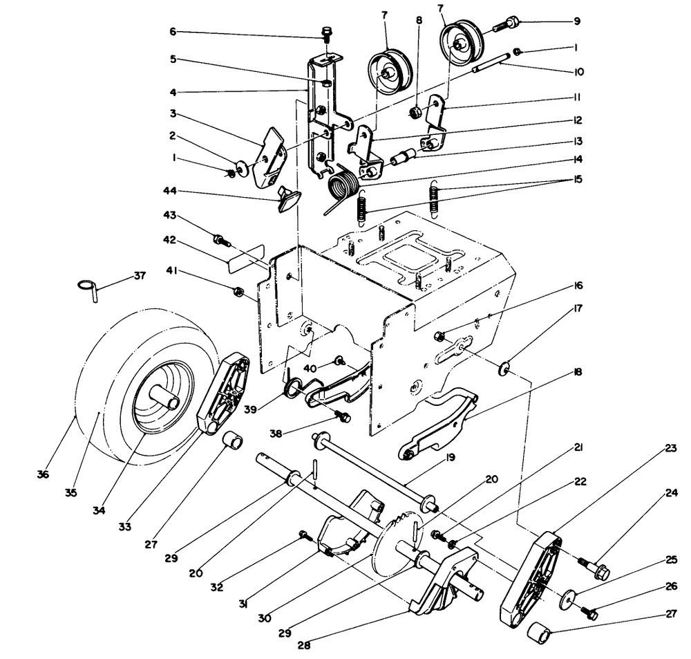 Traction Drive Assembly Diagram and Parts List for 38565 8000001 - 8999999 Toro Snow Blower