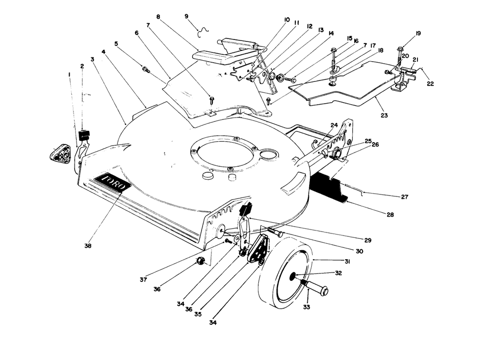 Housing Assembly Diagram and Parts List for 20677 0002102 - 0999999 Toro Lawn Mower