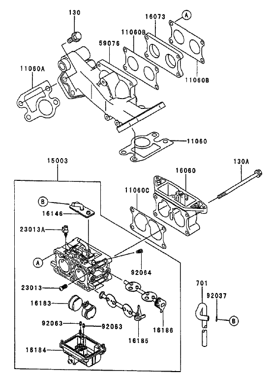 Carburetor Diagram and Parts List for 74213 (220000001-220999999)(2002) Toro Lawn Mower