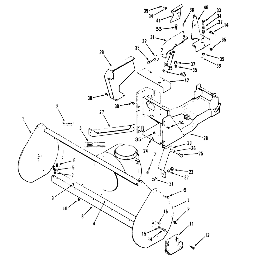 Auger Housing Assembly Diagram and Parts List for 79361 3900001 - 3999999 Toro Lawn Tractor