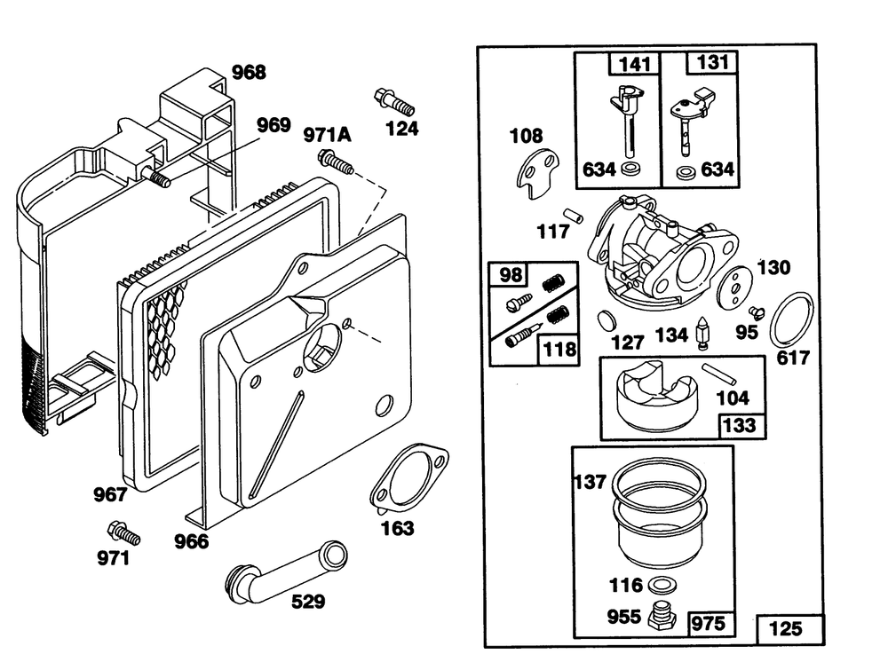 Engine Riggs & Stratton Model 124702-3115-01 Diagram and Parts List for 20217 1000001 - 1999999 Toro Lawn Mower