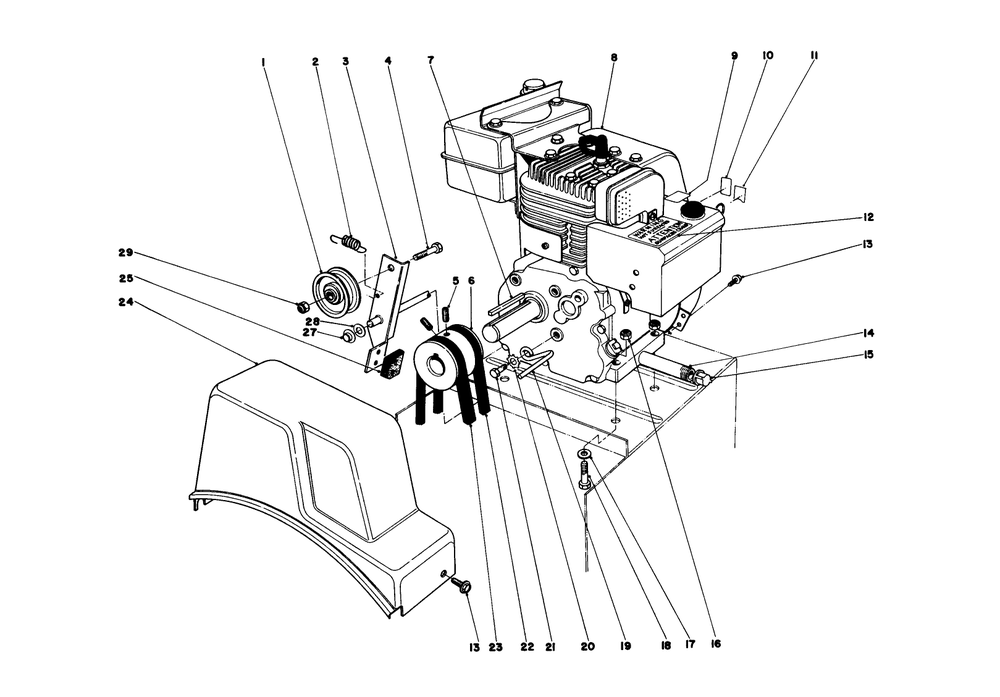 Engine Assembly Diagram and Parts List for 38250 0000001 - 0999999 Toro Snow Blower