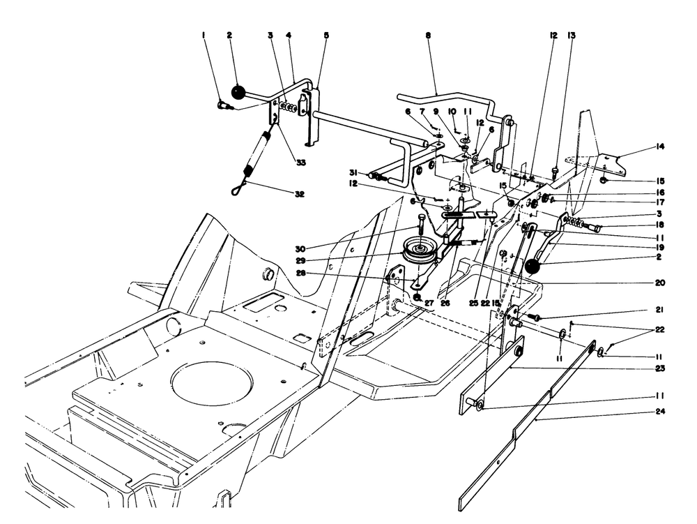 Shift & Clutch Assembly Diagram and Parts List for 57354 6000001 - 6999999 Toro Lawn Tractor