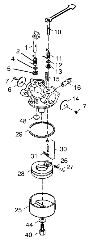 Carburetor No. 632641 Diagram and Parts List for 38175 7900001 - 7999999 Toro Snow Blower