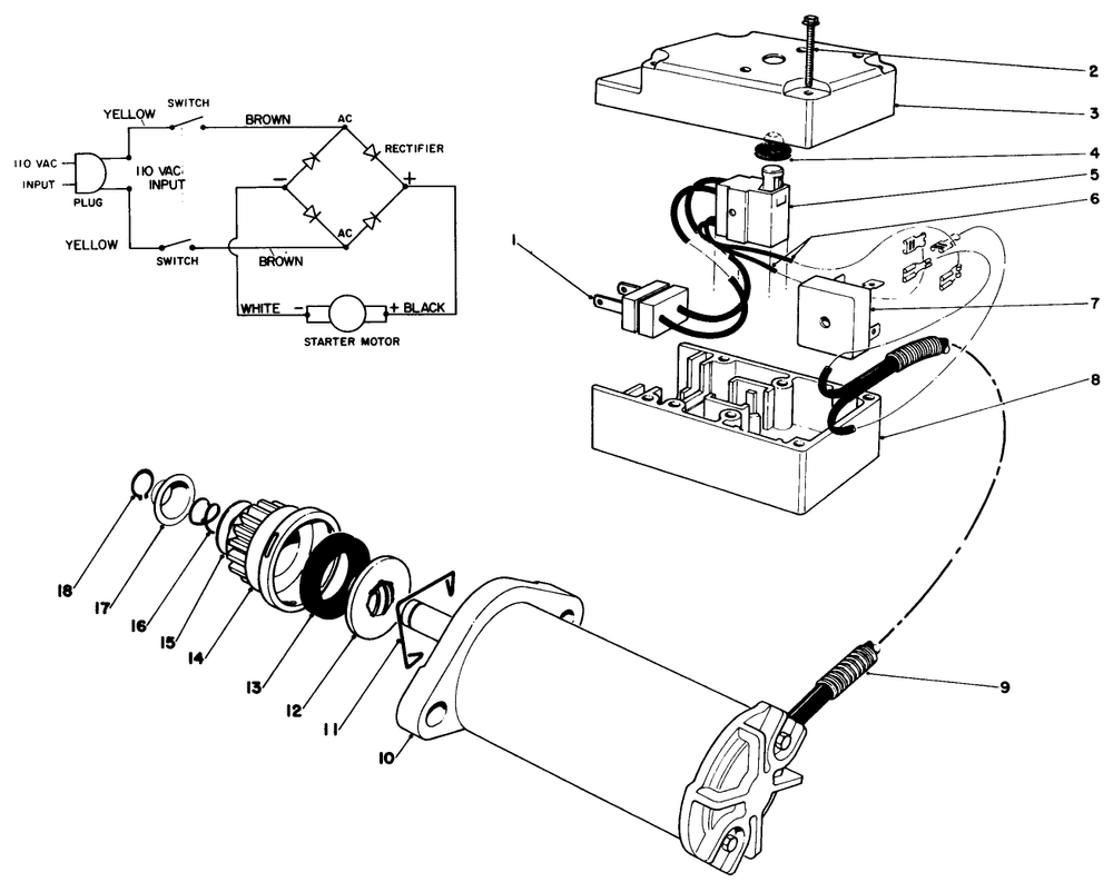 Starter Motor & Switch Assembly (Model No. 38195 Only) Diagram and Parts List for 38190 0000001 - 0999999 Toro Snow Blower