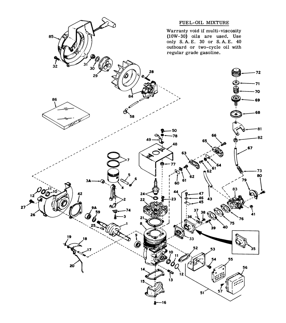 Engine Model No. Ah-520 Types 1401f & 1450e Diagram and Parts List for 31411 1000001 - 1999999 Toro Snow Blower