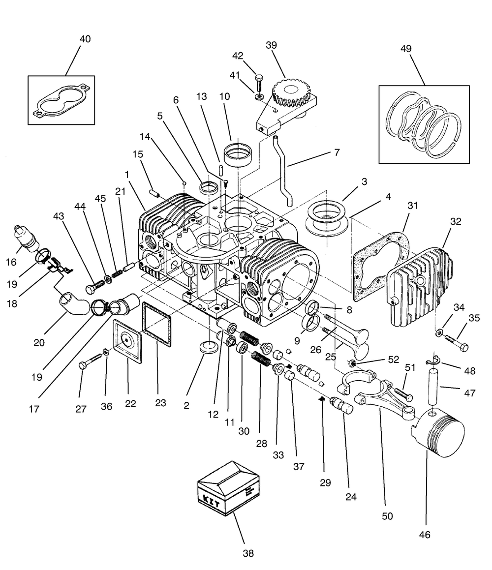 Engine Cylinder Block Assembly Diagram and Parts List for 74021 490001 - 499999 Toro Lawn Tractor