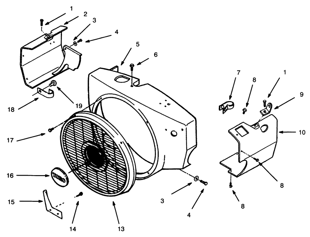 Blower Housing Diagram and Parts List for 73421 5901047 - 5999999 Toro Lawn Tractor