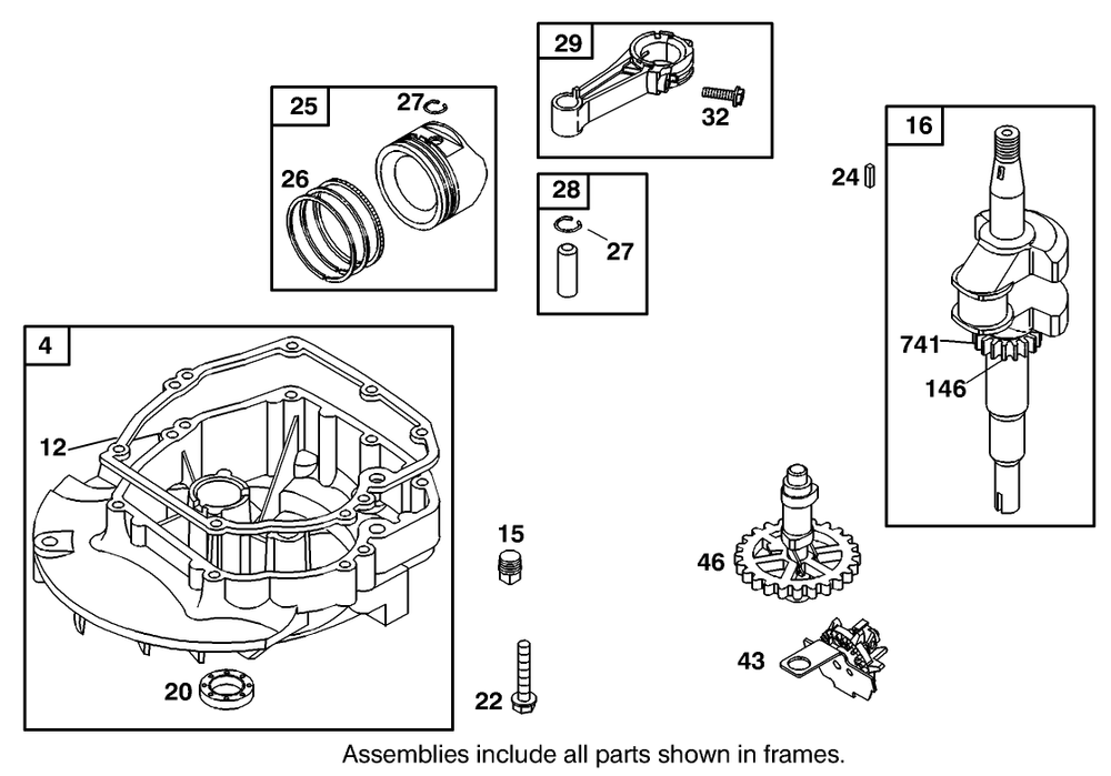 Crankshaft Assembly Engine Gts-200 Diagram and Parts List for 105-1293  Toro Lawn Mower