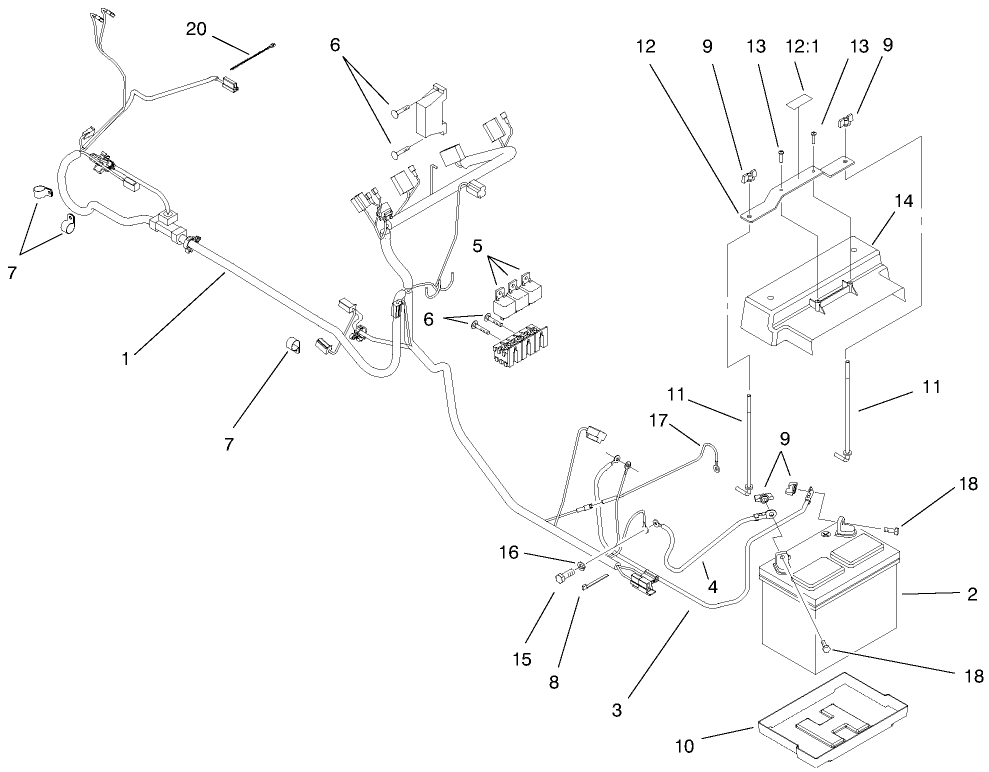Electrical Assembly Diagram and Parts List for 73560 8900001 - 8999999 Toro Lawn Tractor