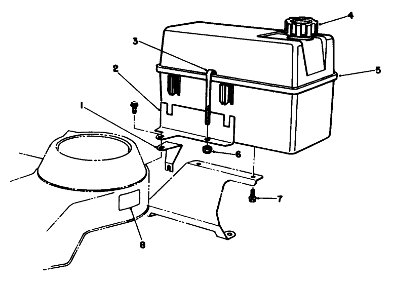 Fuel Tank Assembly Diagram and Parts List for 22581 1000001 - 1999999 Toro Lawn Mower