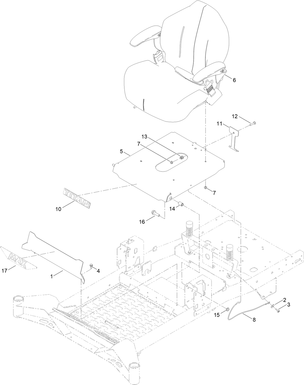Seat Assembly Diagram and Parts List for 76608 400000000 - 417419999 Toro Lawn Tractor