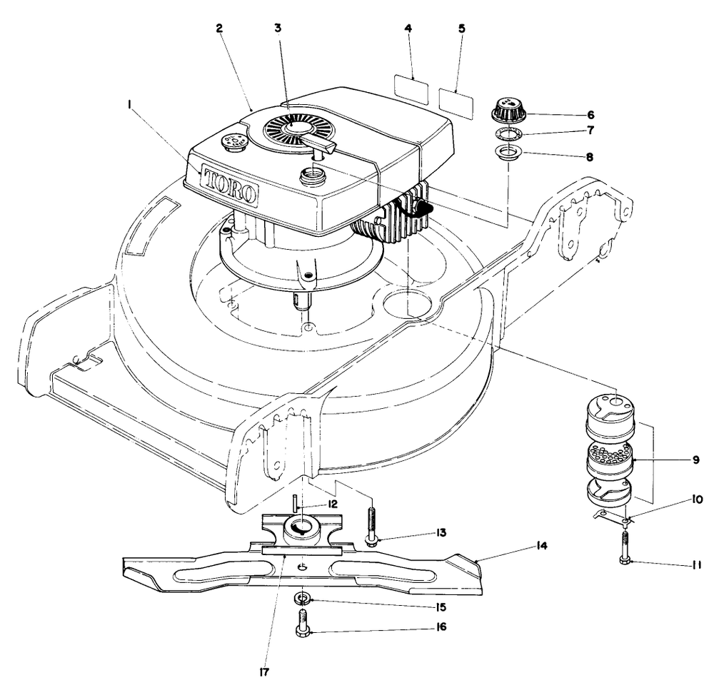 Engine Assembly Diagram and Parts List for 20752 0000001 - 0999999 Toro Lawn Mower