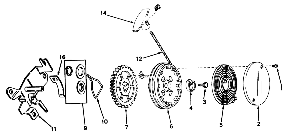 Rewind Starter No. 590519 Diagram and Parts List for 19400 6000001 - 6999999 Toro Lawn Mower