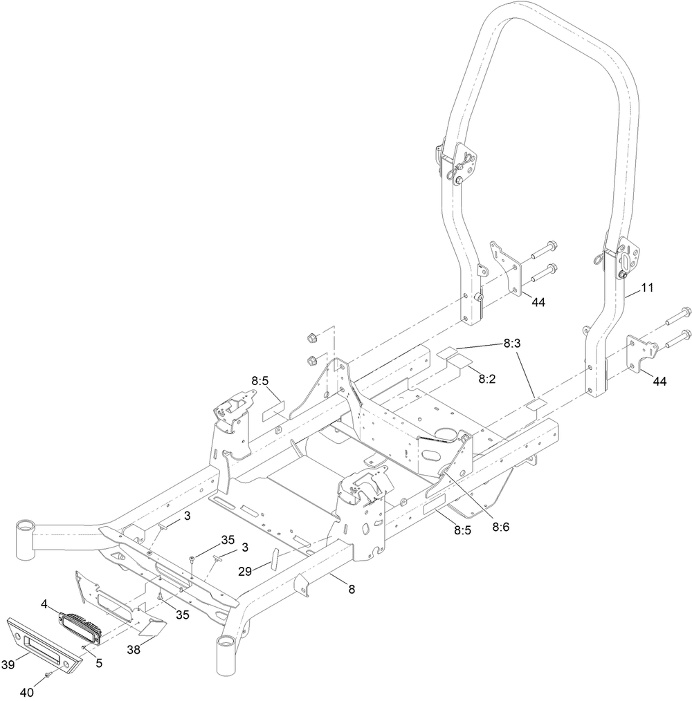Frame Assembly Diagram and Parts List for 77293 410200000-999999999 Toro Lawn Tractor
