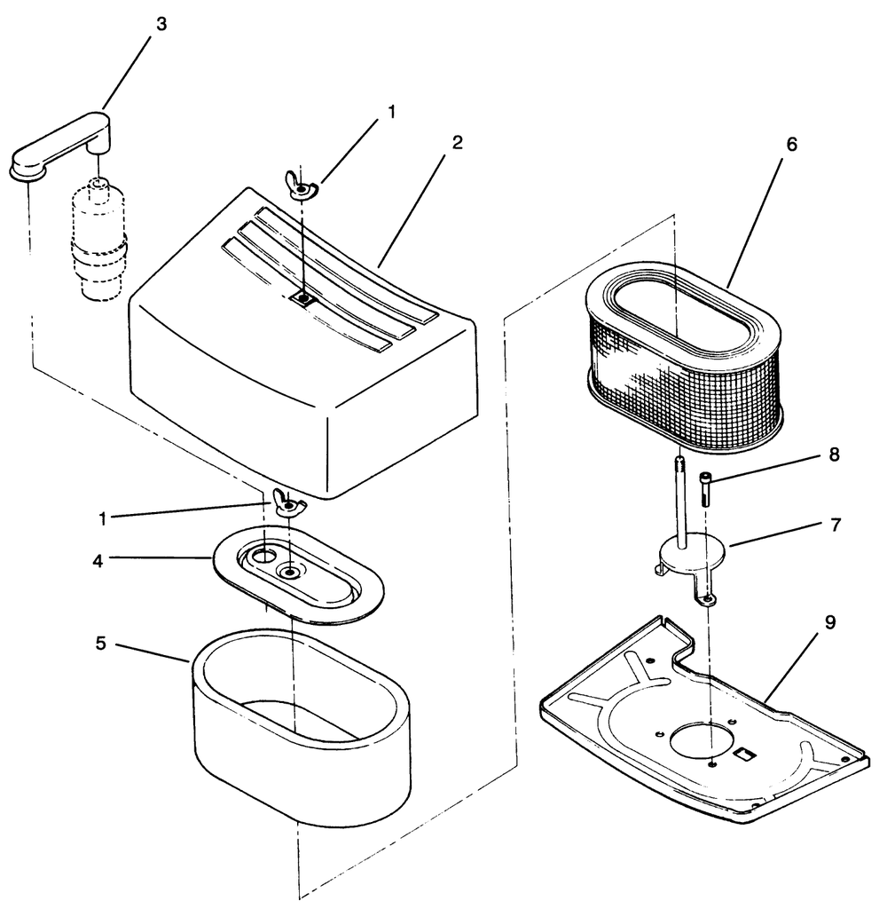 Air Cleaner Assembly Diagram and Parts List for 74041 39000001 - 39999999 Toro Lawn Tractor