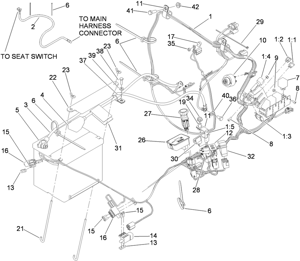 Electrical Assembly Diagram and Parts List for 74274CP (311000001-311999999)(2011) Toro Lawn Mower