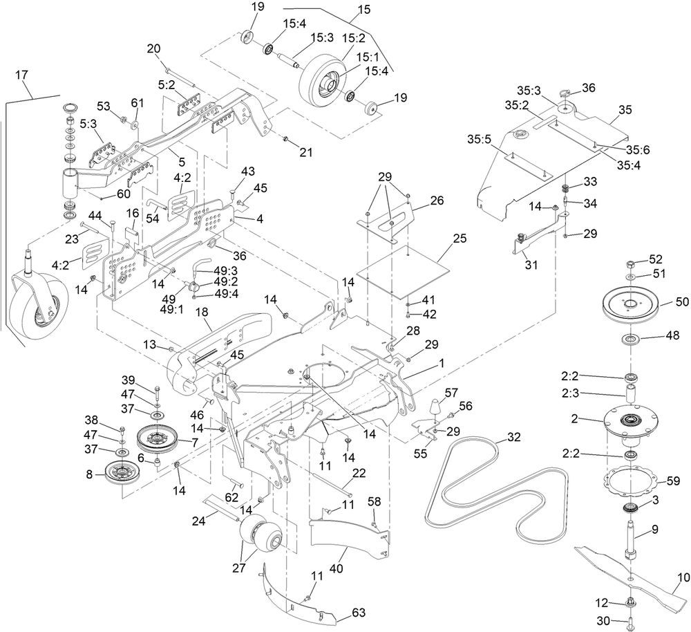 Rh Wing Deck Assembly Diagram and Parts List for 74090 414087804 - 999999999 Toro Lawn Tractor