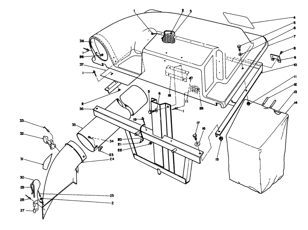 Twin Bagger Grass Catcher Model No. 59184 (Optional) Diagram and Parts List for 57365 7000001 - 7999999 Toro Lawn Tractor