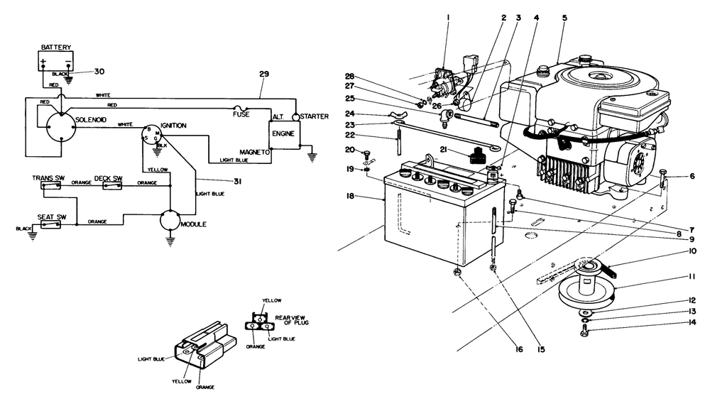 Engine Assembly Diagram and Parts List for 56145 3000001 - 3999999 Toro Lawn Tractor