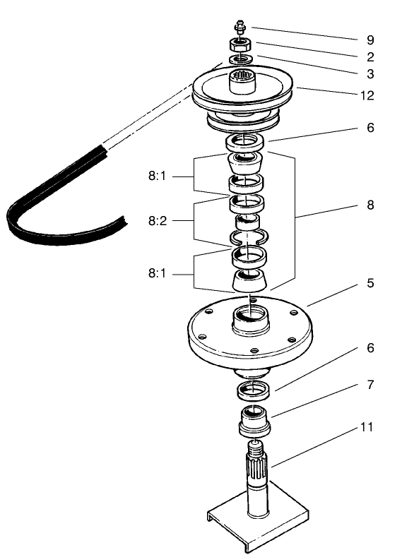 Drive Spindle Assembly No. 54-7761 Diagram and Parts List for 30138 990001 - 999999 Toro Lawn Mower