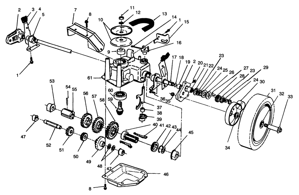 Gear Case Assembly Diagram and Parts List for 26620B 3900001 - 3999999 Toro Lawn Mower