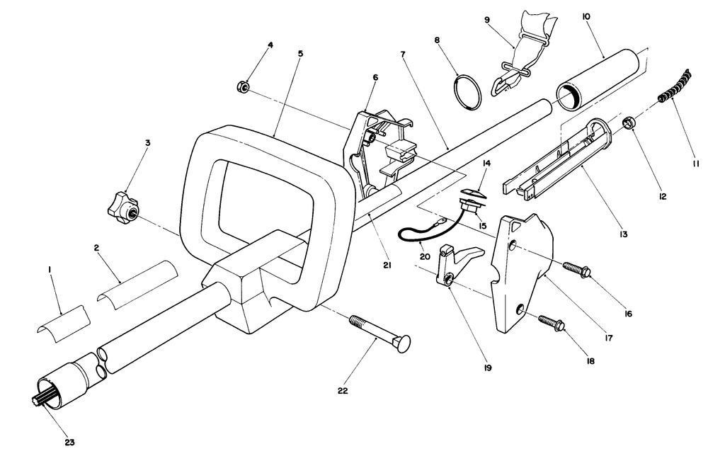 Handle Assembly Diagram and Parts List for 51650 9000001 - 9999999 Toro Trimmer