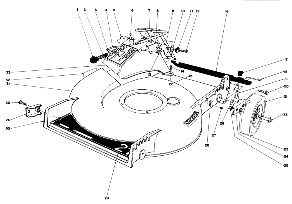 Housing Assembly Diagram and Parts List for 20700 2000001 - 2999999 Toro Lawn Mower