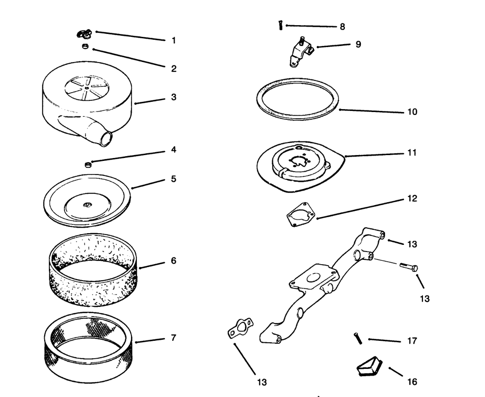 Air Intake/Filtration Diagram and Parts List for 30610 591300 - 599999 Toro Lawn Tractor