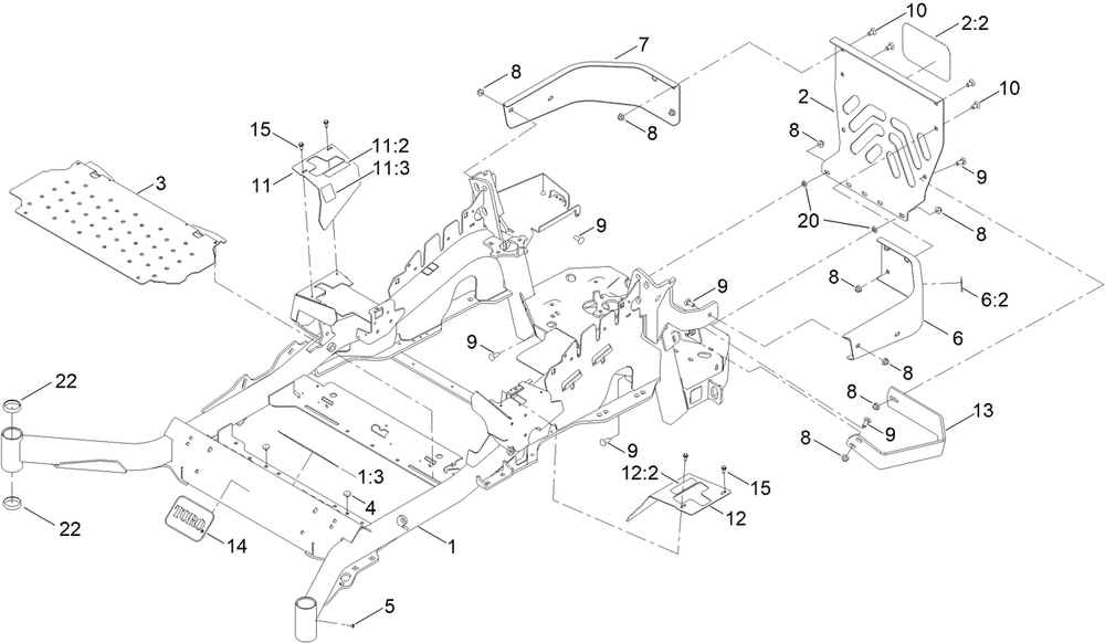 Frame Assembly Diagram and Parts List for 72928 412800000 - 999999999 Toro Lawn Tractor