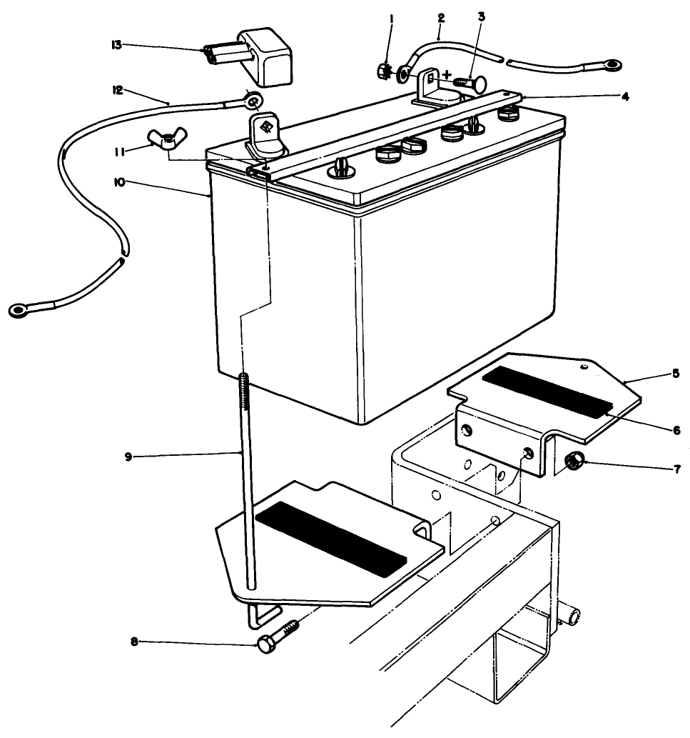 Battery Assembly Diagram and Parts List for 30132 5000001 - 5999999 Toro Lawn Tractor Accessories