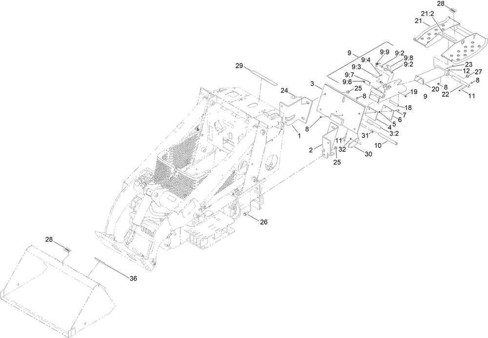 Platform Assembly Diagram and Parts List for 22342HA 400000000 - 411759999 Toro Lawn Tractor Accessories