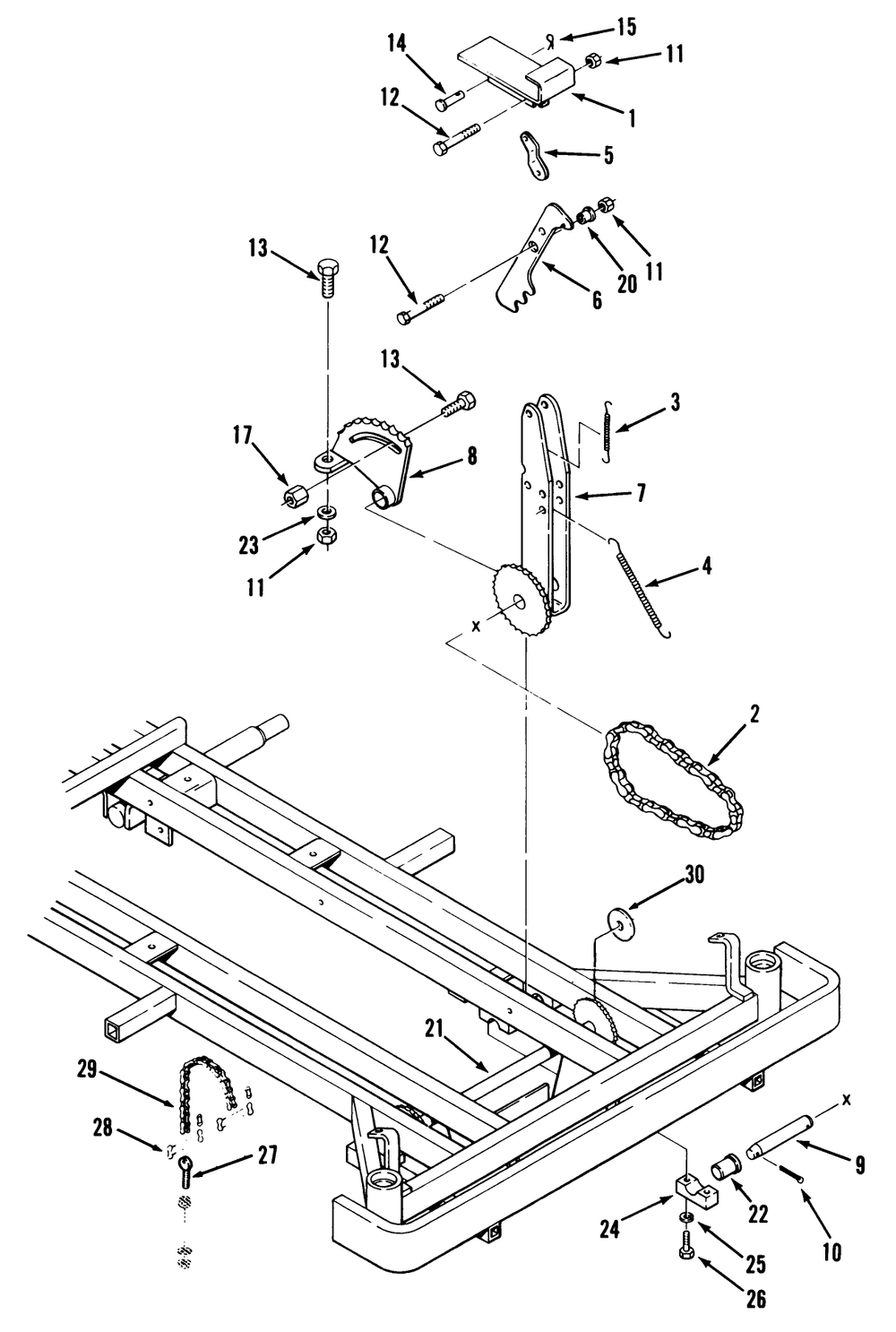 Attachment Height Control Diagram and Parts List for Z1-24OE03  Toro Lawn Tractor