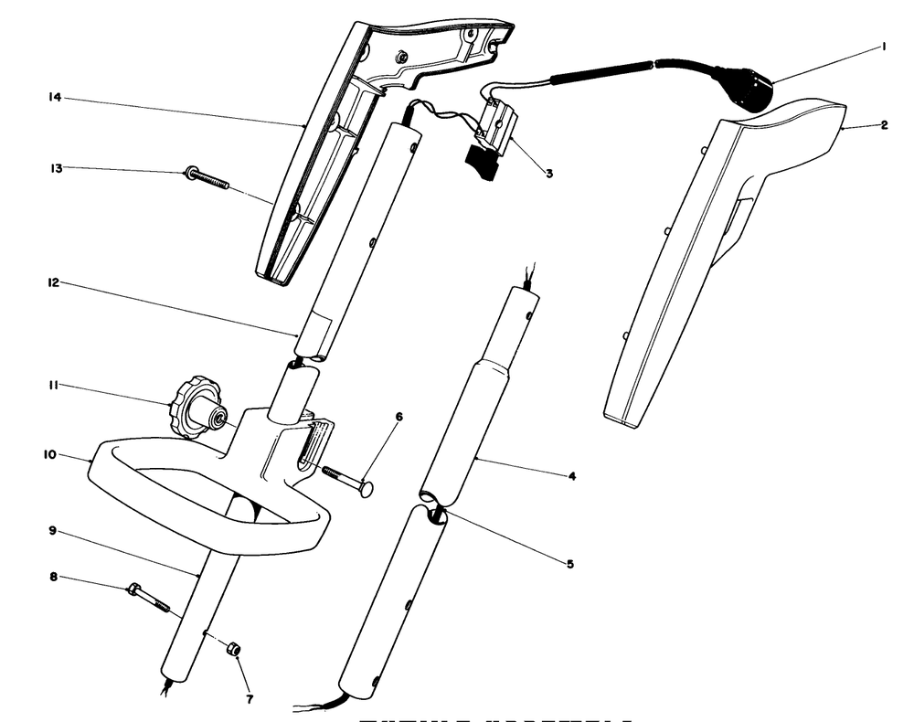 Handle Assembly Diagram and Parts List for 51325 5000001 - 5999999 Toro Trimmer