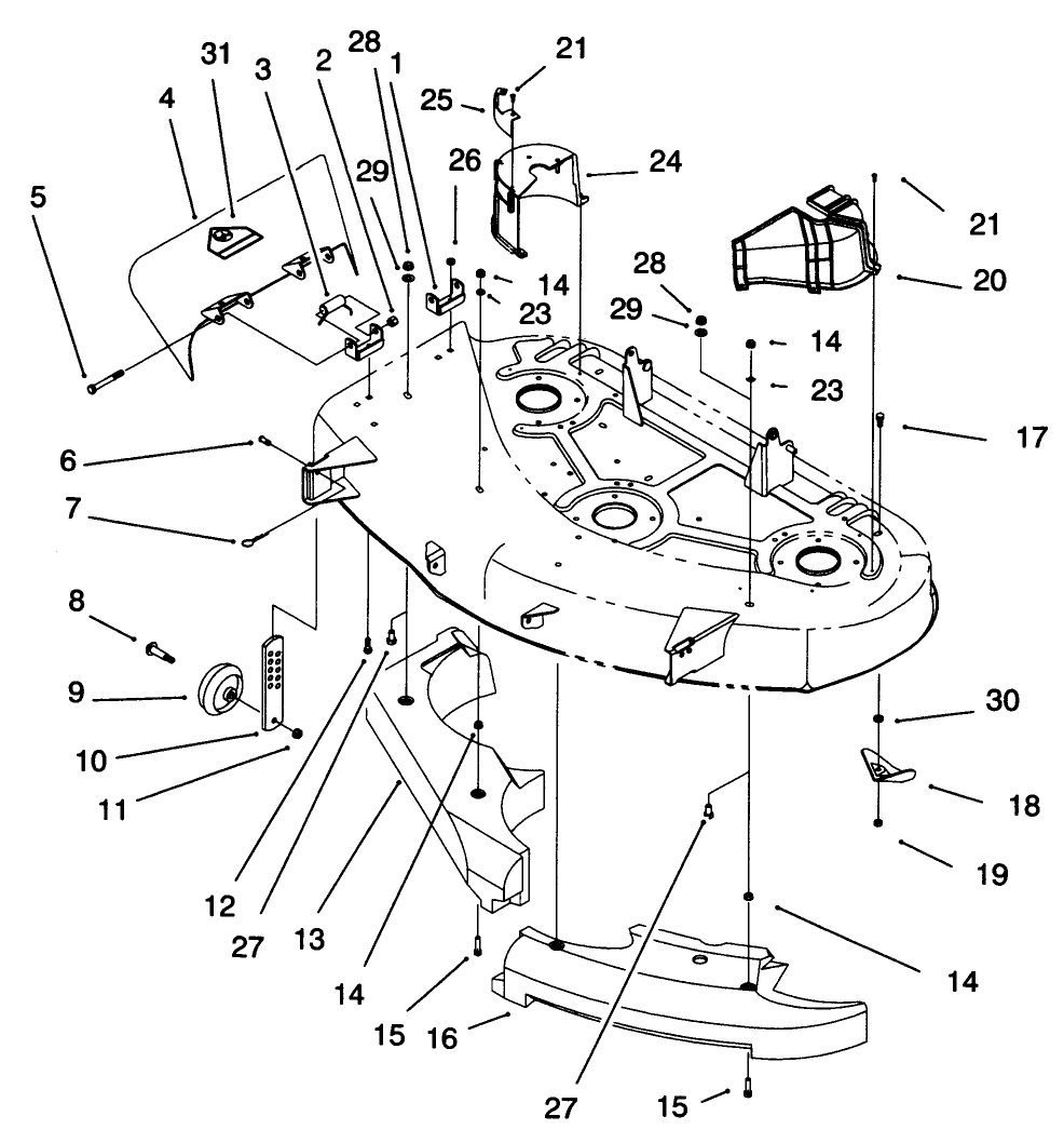 Belt Cover & Deflector Assembly Diagram and Parts List for 79105 6900001 - 6999999 Toro Lawn Mower