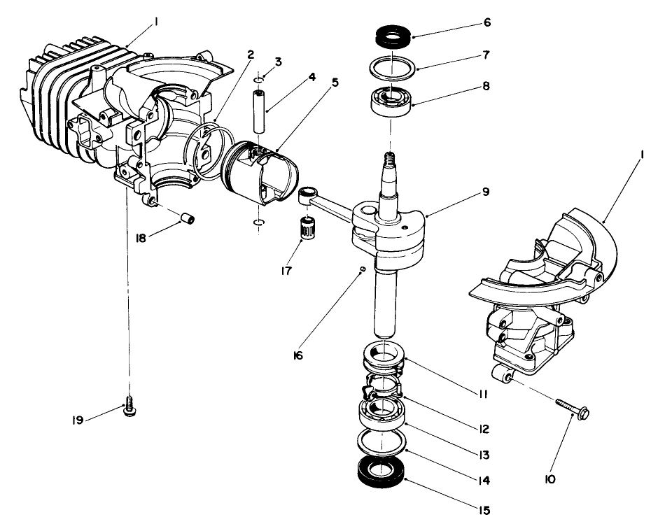 Short Block Assembly Diagram and Parts List for 38185 9000001 - 9999999 Toro Snow Blower