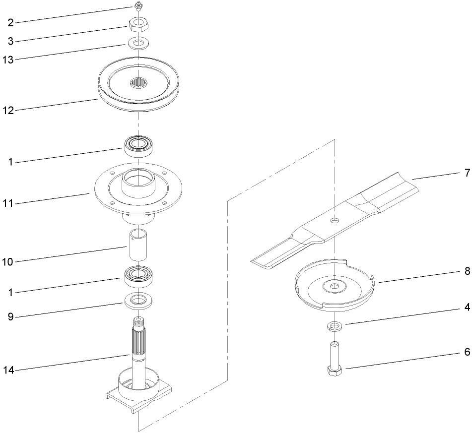 Spindle Housing Assembly 2 Diagram and Parts List for 30299TE (260000001-260999999)(2006) Toro Lawn Mower