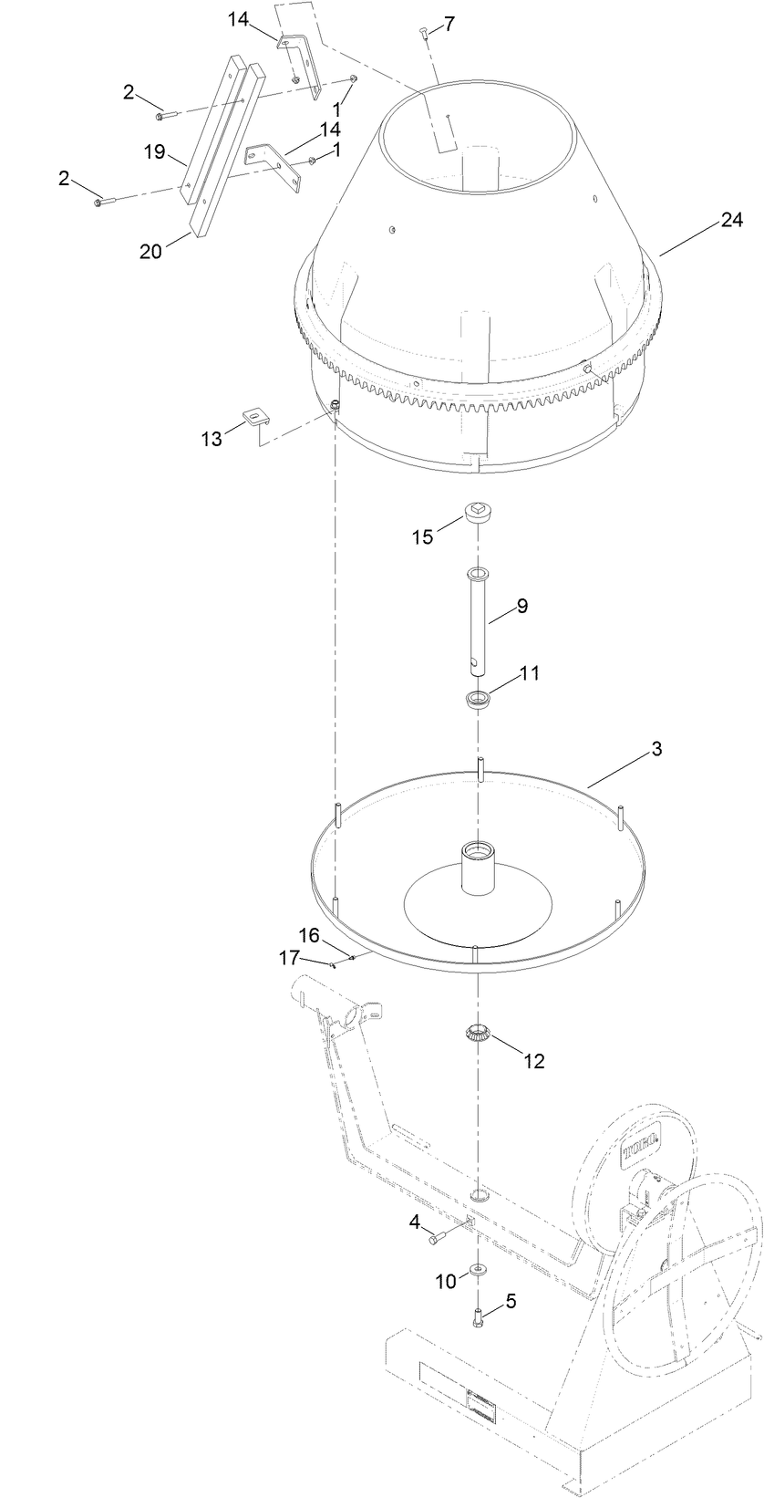 Drum Assembly Diagram and Parts List for 68008 400000000 - 401999999 Toro Cement Mixer