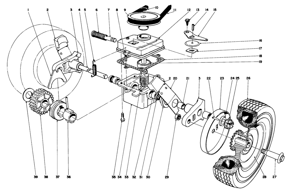 Gear Box Assembly Model No. 21273 Diagram and Parts List for 21173 3000001 - 3999999 Toro Lawn Mower